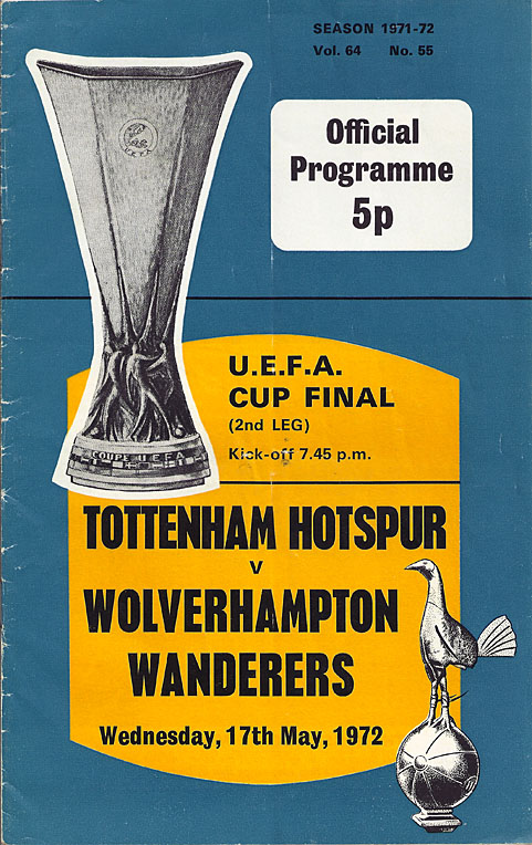 UEFA CUP ROUND 3 WOLVERHAMPTON WANDERERS V  FC CARL ZEISS JENA   PROGRAMME 1971 